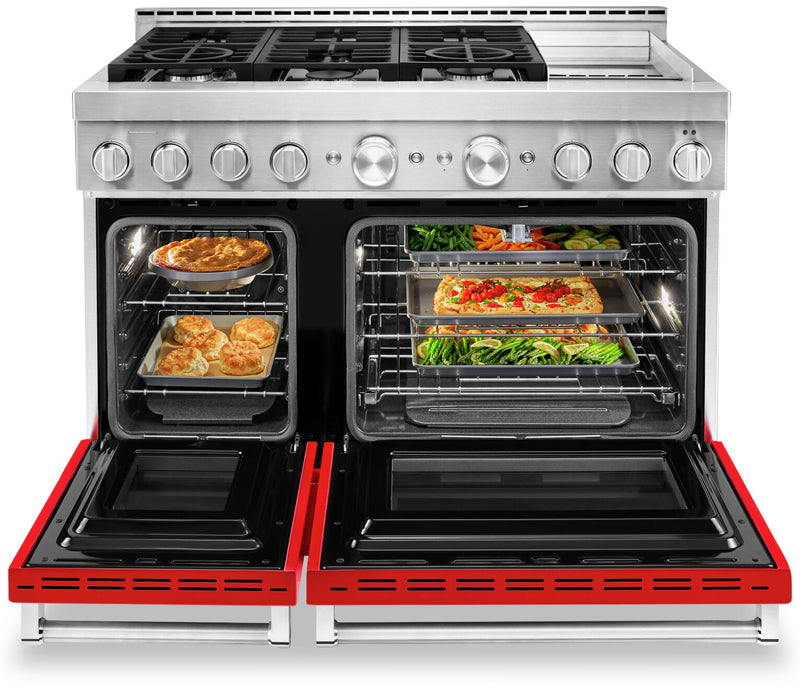 KitchenAid 6.3 Cu. Ft. Smart Gas Range with Self-Clean - Passion Red - KFGC558JPA