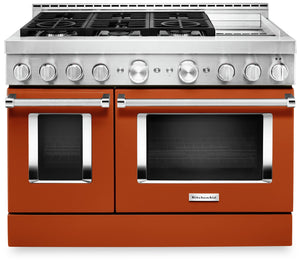 KitchenAid 48'' Smart Commercial-Style Gas Range with Griddle - KFGC558JSC