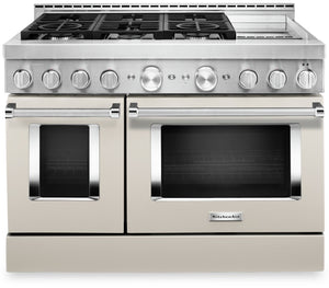 KitchenAid 6.3 Cu. Ft. Smart Dual Fuel Range with Self-Clean and Griddle - Milkshake - KFDC558JMH