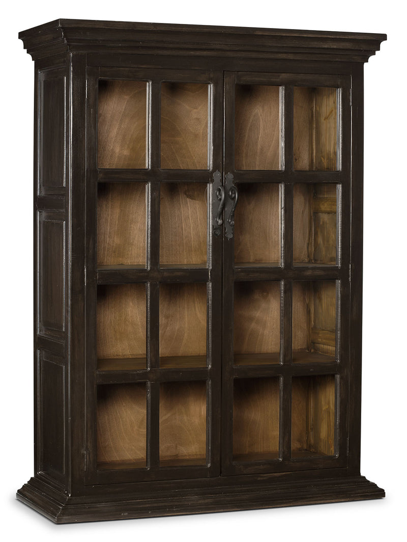 Artesia Display Cabinet - Rustic style Accent Cabinet in Dark Brown Wood
