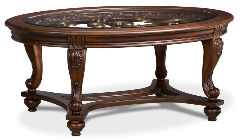 Valencia Coffee Table - Traditional style Coffee Table in Dark Brown Glass and Wood