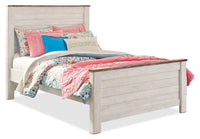 Willowton Panel Bed with Headboard & Frame, Whitewash - Full Size 