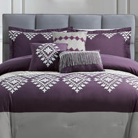 Lisbon 7-Piece Queen Comforter Set - Purple 