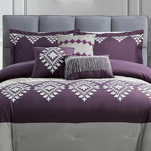 Lisbon 7-Piece Queen Comforter Set - Purple