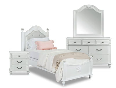 Livy 6-Piece Full Bedroom Package - Traditional, Glam style Bedroom Package in White Pine