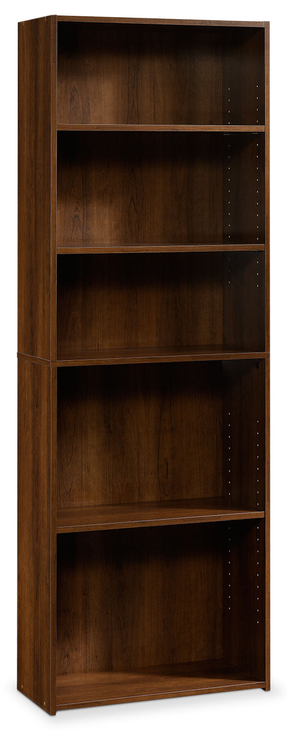 Boston 5-Shelf Bookcase – Brook Cherry - Contemporary style Bookcase in Dark Brown Wood