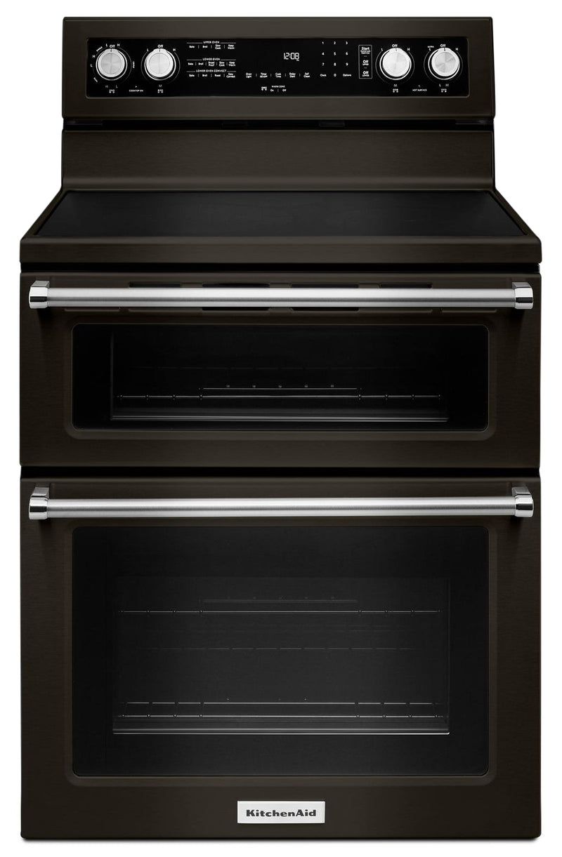 KitchenAid 30" Electric Double Oven Convection Range – YKFED500EBS - Gas Range in Black Stainless Steel