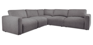 Lotus Chenille 5-Piece Modular Sectional - Charcoal