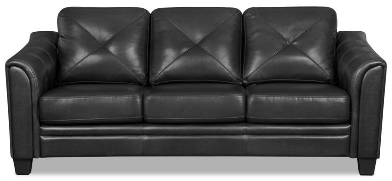 Andi Leather-Look Fabric Sofa – Black - Glam style Sofa in Black