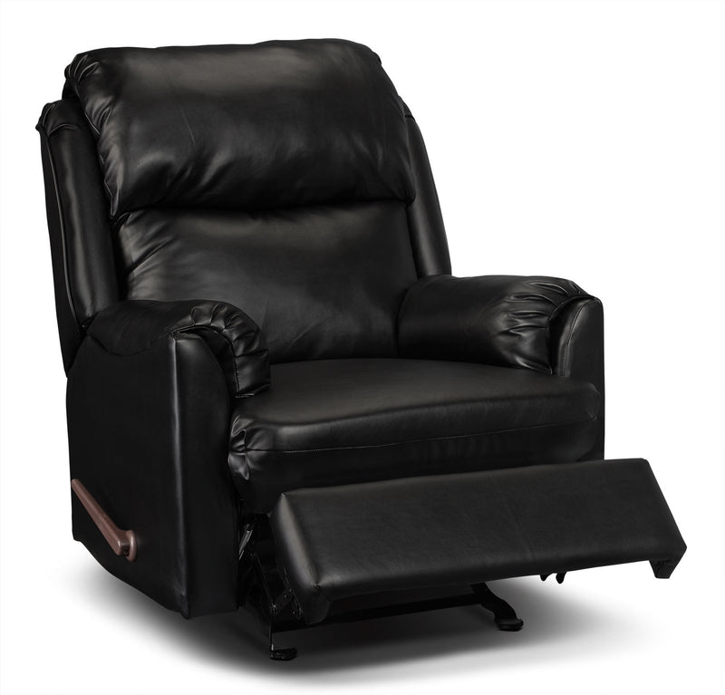Drogba Faux Leather Recliner - Black - Contemporary style Chair in Black