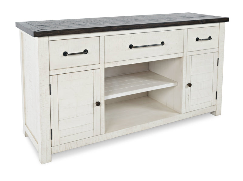 Madison 60" TV Stand - White - Rustic style TV Stand in White and brown