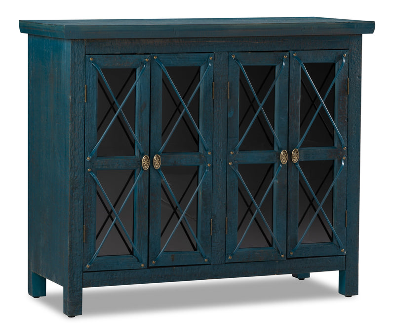 Makati  Accent Cabinet – Blue - Rustic style Accent Cabinet in Blue Wood