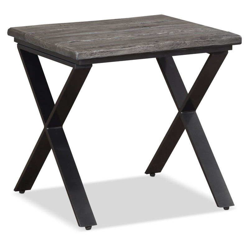 Astana End Table - Industrial style End Table in Grey Metal and Wood
