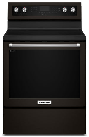 KitchenAid 6.4 Cu. Ft. Electric Range with AquaLift® and Self-Clean - Black Stainless Steel with PrintShield™ Finish - YKFEG500EBS