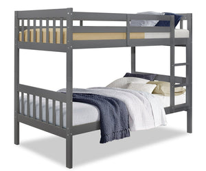 Miko Bunk Bed with Ladder & Guard Rail for Kids, Grey - Twin/Twin