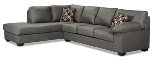 Morty 2-Piece Leather-Look Fabric Left-Facing Sofa Bed Sectional - Grey