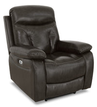Hayes Genuine Leather Power Recliner with Adjustable Headrest - Steel 