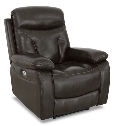 Hayes Genuine Leather Power Reclining Chair – Steel - Contemporary style Chair in Steel