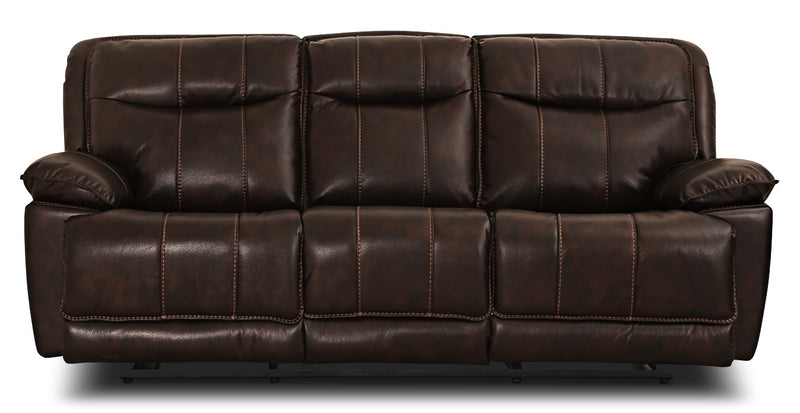 Matt Leather-Look Fabric Reclining Sofa – Walnut - Contemporary style Sofa in Walnut