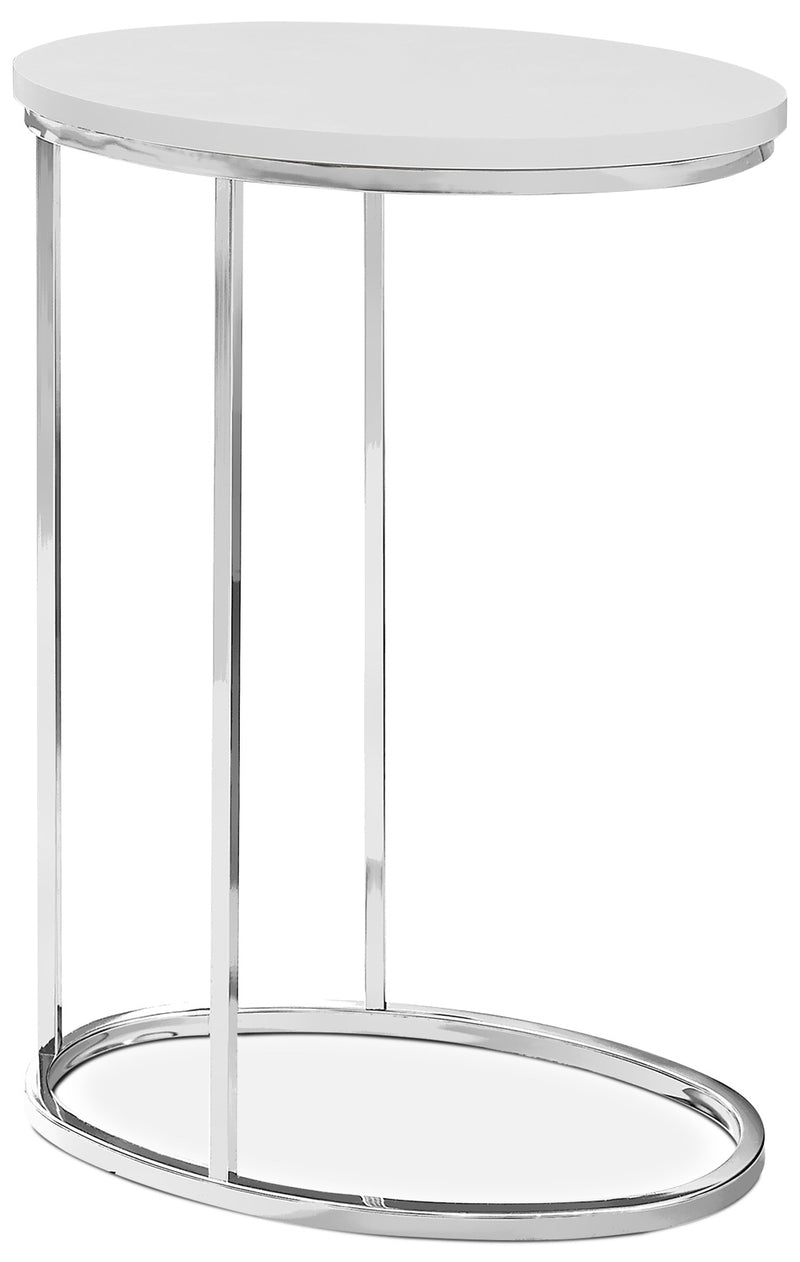 Acklie Accent Table – Glossy White - Modern style End Table in White Metal