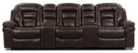 Leo 5-Piece Leath-Aire® Fabric Home Theatre Reclining Sectional - Walnut 