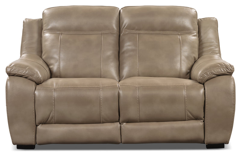Novo Leather-Look Fabric Loveseat – Taupe - Modern style Loveseat in Taupe