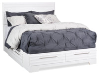 Olivia Platform Storage Bed with Headboard & Frame, Made in Canada, White - Full Size 