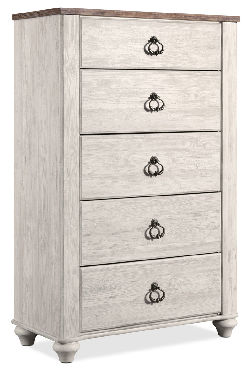 Willowton Chest - Country style Chest in White Engineered Wood and Laminate Veneers