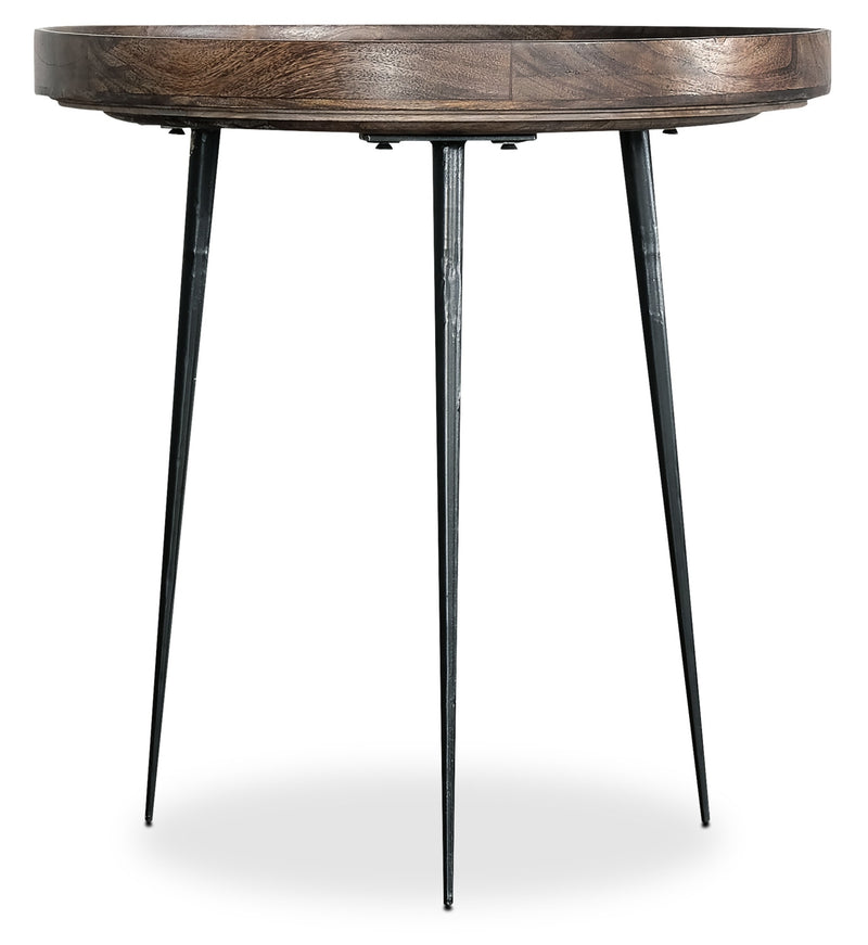Nashik 24" Accent Table - Retro style End Table in Grey Brown Mango Wood and Metal