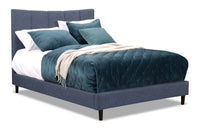 Paseo Upholstered Platform Bed in Navy Fabric - Full Size 