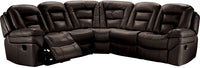 Leo 5-Piece Leath-Aire® Fabric Reclining Sectional - Walnut 