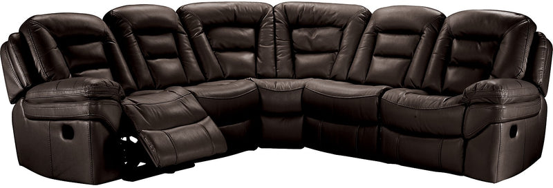 Leo Leathaire 5-Piece Reclining Sectional - Walnut - Contemporary style Sectional in Walnut