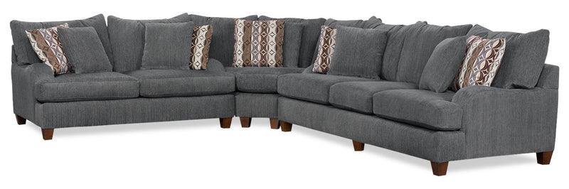 Putty 3-Piece Chenille Sectional - Grey 