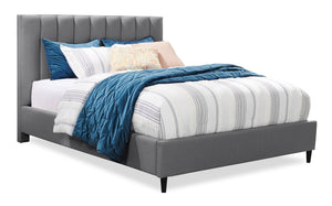 Kort & Co. Rain Upholstered Platform Bed in Grey Fabric, Tufted - Full Size