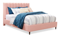 Kort & Co. Rain Upholstered Platform Bed in Pink Fabric, Tufted - Queen Size 