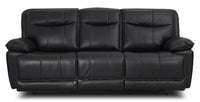 Matt Leather-Look Fabric Power Reclining Sofa - Black