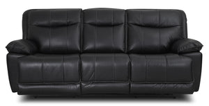 Matt Leather-Look Fabric Power Reclining Sofa - Black