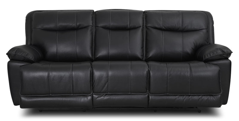 Matt Leather-Look Fabric Power Reclining Sofa – Black - Contemporary style Sofa in Black