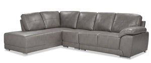 Rocklin 3-Piece Leather-Look Fabric Left-Facing Sectional - Grey