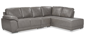 Rocklin 3-Piece Leather-Look Fabric Right-Facing Sectional - Grey