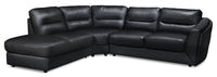 Romeo 3-Piece Genuine Leather Left-Facing Sectional - Black 