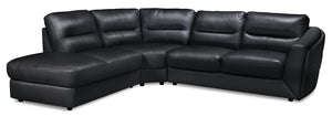 Romeo 3-Piece Genuine Leather Left-Facing Sectional - Black
