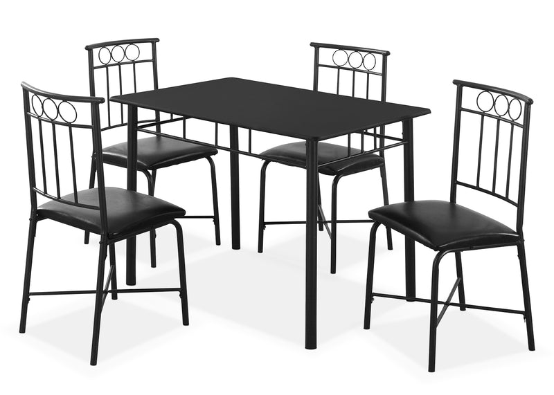 Monarch 5-Piece Bistro Dining Package – Black - Modern style Dining Room Set in Black Metal and MDF