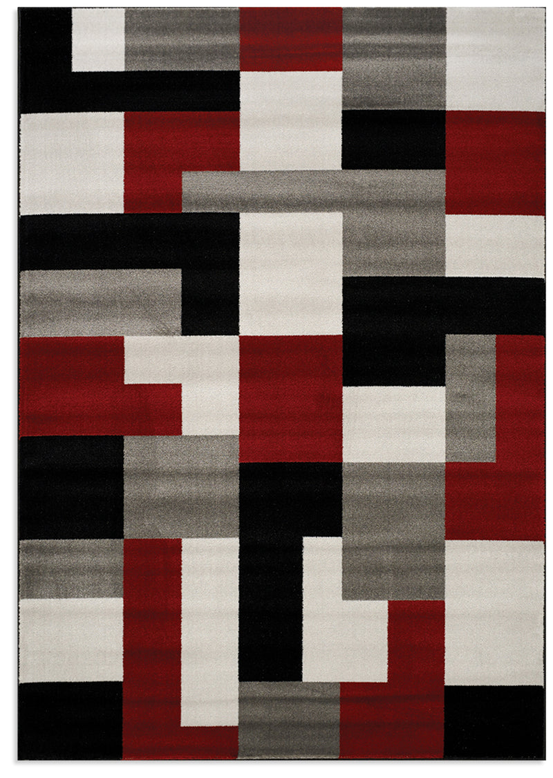Platinum Red and Grey Area Rug 