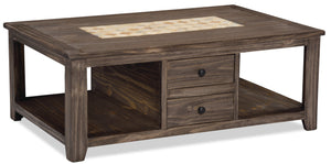 Santa Fe Rusticos Solid Pine Coffee Table with Marble Inset – Grey