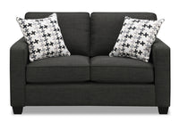 Sawyer Linen-Look Fabric Loveseat - Charcoal Grey 