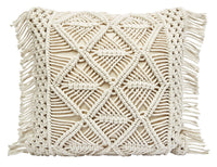 Macrame Accent Pillow - Ivory 