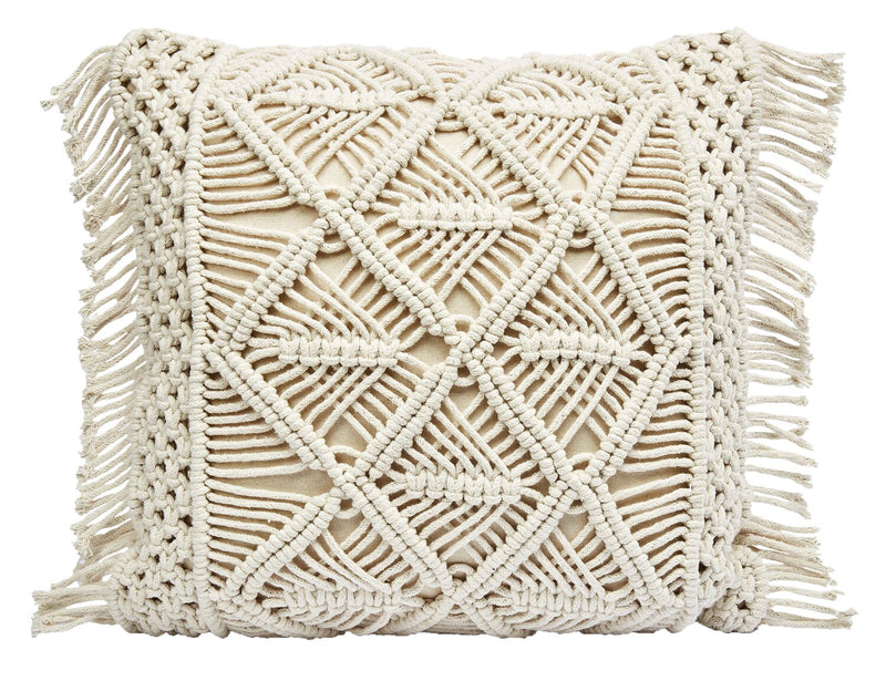 Macrame Accent Pillow - Ivory 