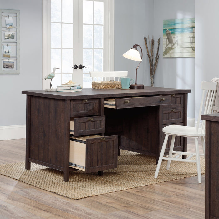 Retta Executive Office Desk - Coffee Oak 