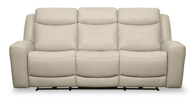 Scott Living Prescott 88.5" Genuine Leather Power Reclining Sofa with Power Headrests - Platinum Grey | Sofa à inclinaison électrique Prescott de Scott Living de 88,5 po en cuir véritable avec appuie-têtes électriques - gris platine